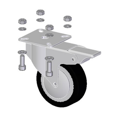 SET WHEEL WITH BRAKE PODIUM INOX